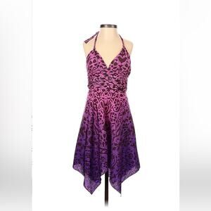 Guess pink purple ombre patterned cocktail party silk handkerchief dress, 1